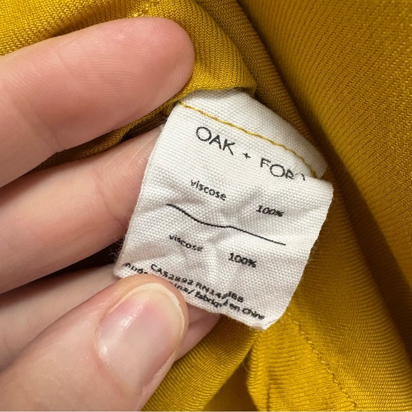 Oak + Fort Mustard Yellow Blouse Size L Flowy Relaxed Minimalist Long Sleeve Top - Picture 7 of 11